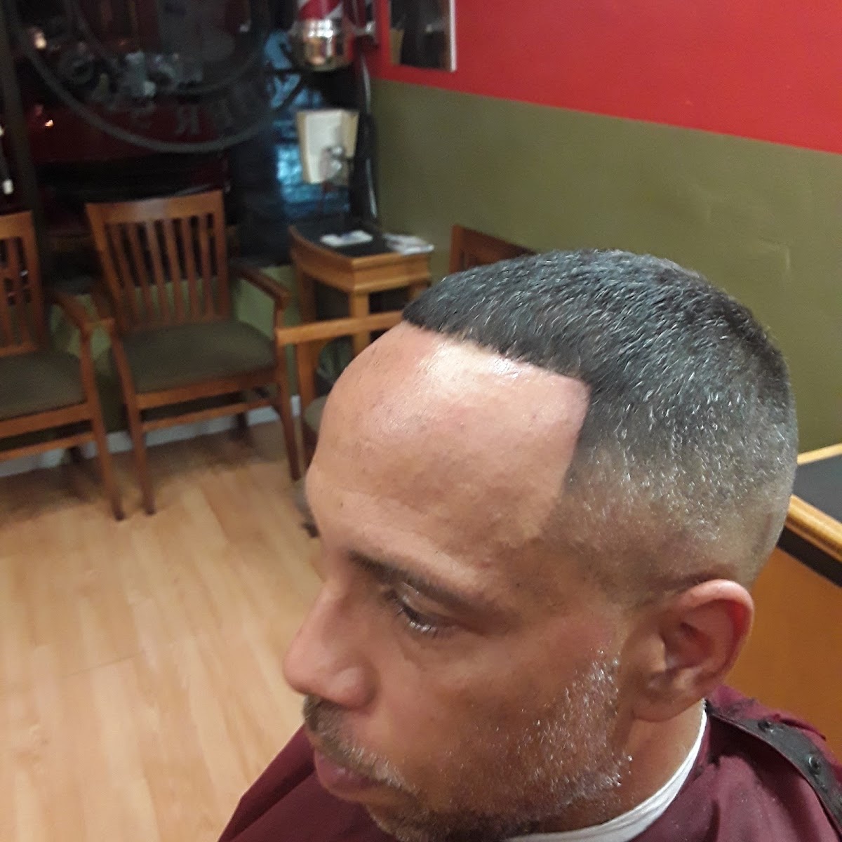Clean skin fade and line-up, side profile